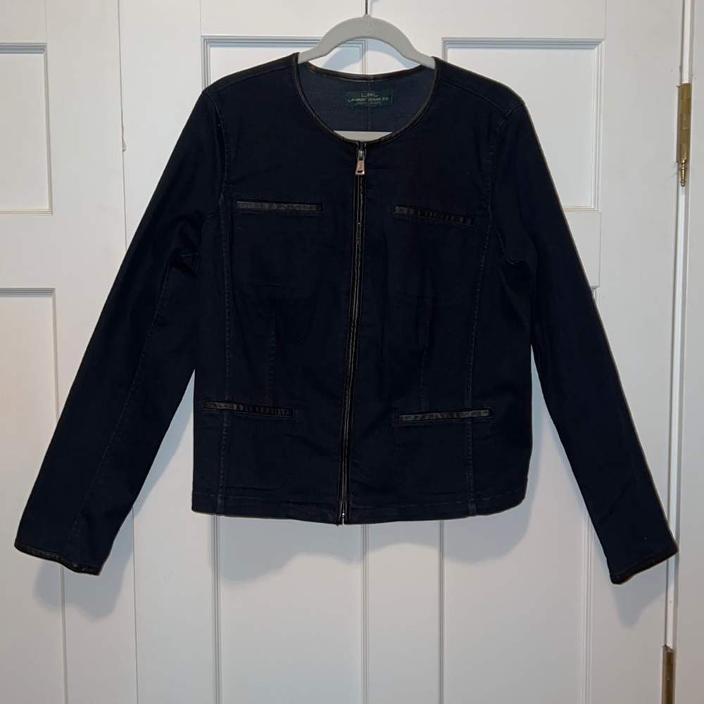 RALPH LAUREN Jean jacket with leather stitching